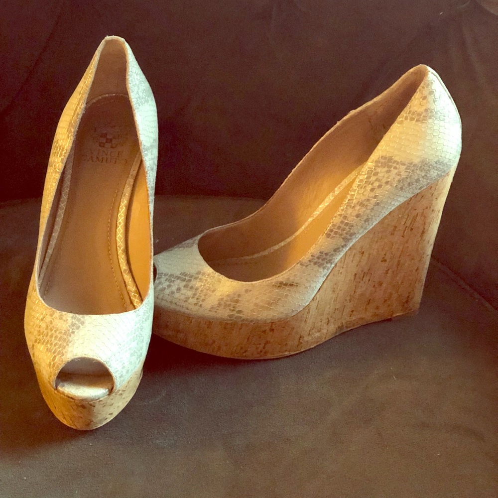 Vince Camuto, 5” platform shoes, cork heels